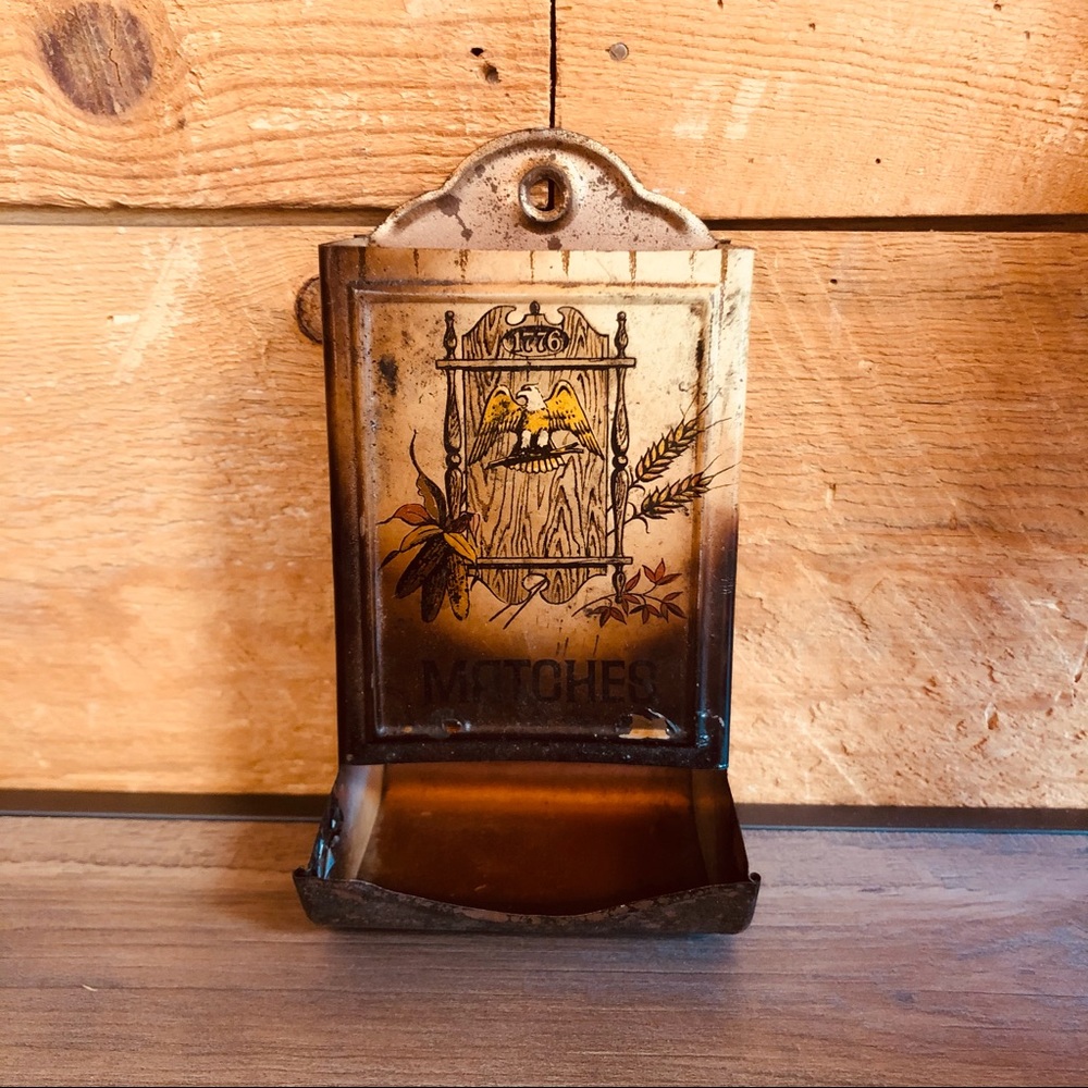 Burned hanging matchbook holder